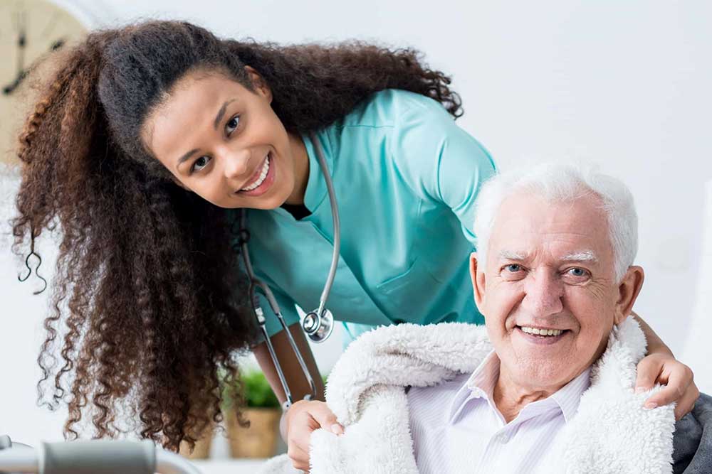 Young Lady Young woman young girl with elderly help man