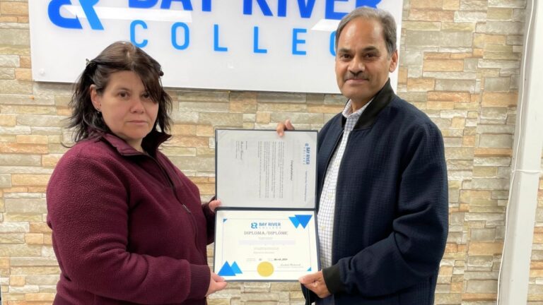 Bay River College education assistant student gets a job after completing the course. Calgary Alberta Canada