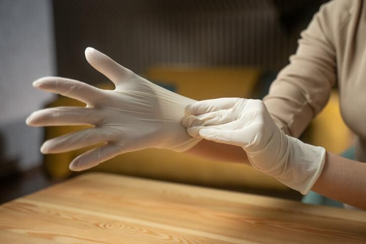 A healthcare worker practicing infection prevention and control activities