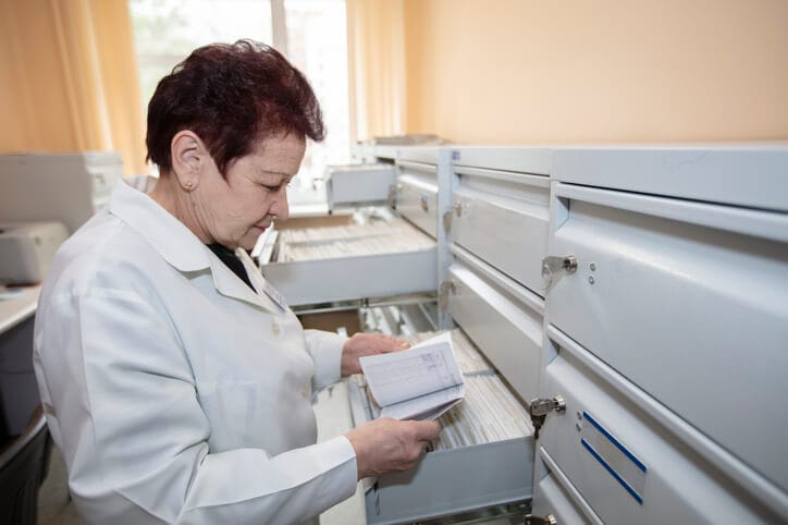 A healthcare administrative skills organizing patient records