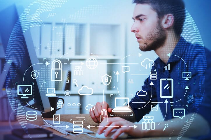 An IT professional working with cloud computing platforms and cyber security tools