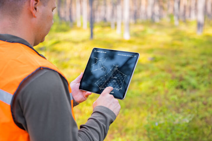 Remote sensing environmental science map used to assess land use and environmental conditions
