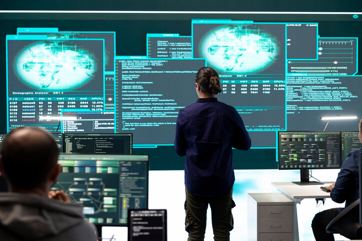 A cybersecurity learner analyzing security alerts in a cloud-based lab